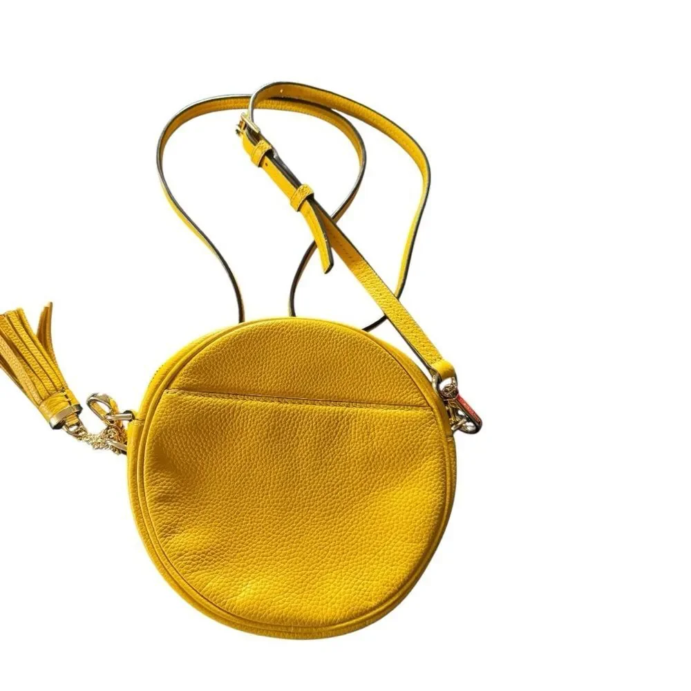Michael Kors Yellow hammered leather circle bag